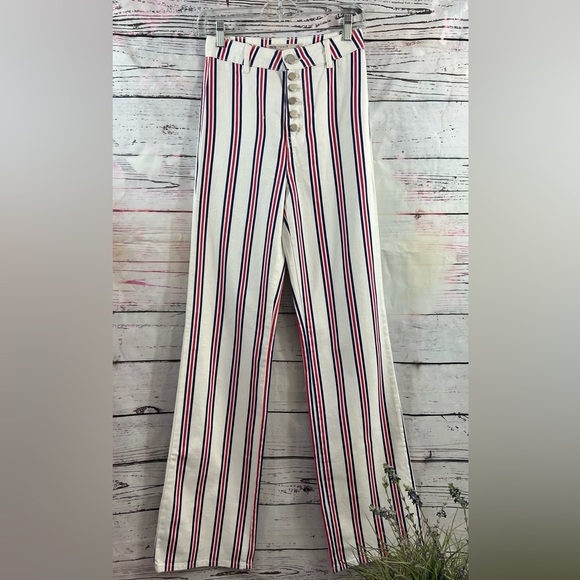 ASOS Design Tall Full Length Wide Straight Leg Striped Jeans Size 26x36 - Picture 2 of 10